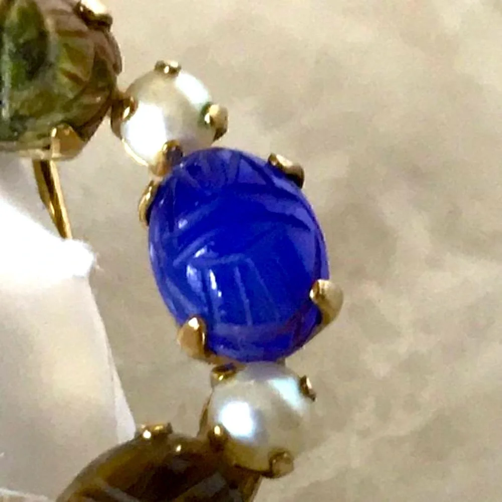 12k gold filled pin real stones‎ and real pearls